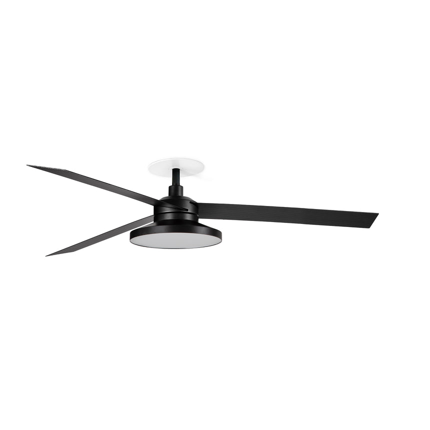 Ventilador de techo con luz Faro Cruiser Recessed Tak L LED negro mate 3 palas motor DC 3000K Ø132cm 34291R2N