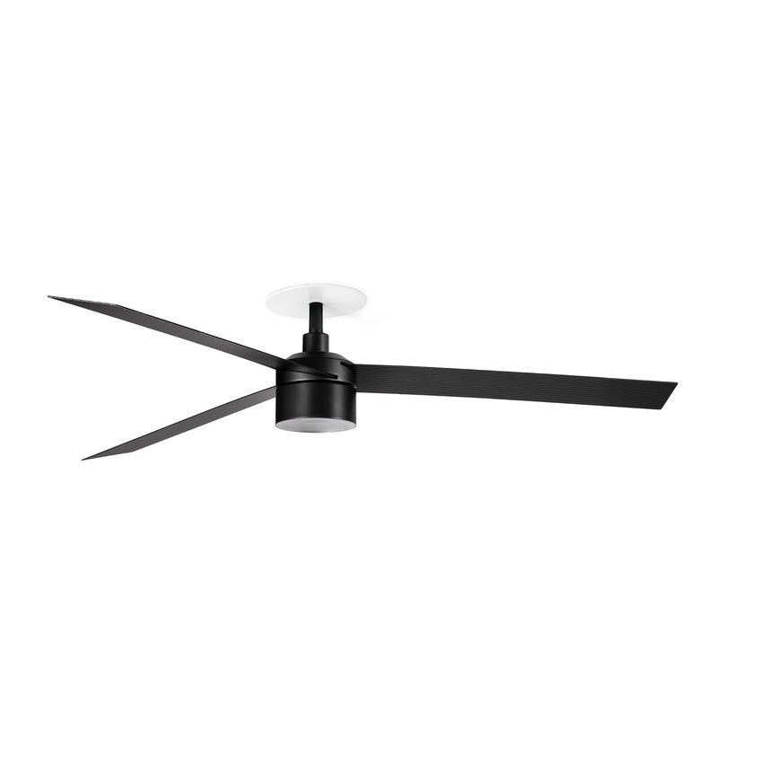 Ventilador de techo con luz Faro Cruiser Recessed Tek L LED negro mate 3 palas motor DC 2700K Ø132cm 34291R3W