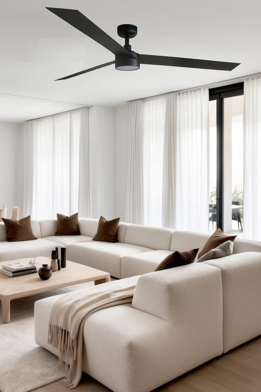 Ventilador de techo con luz Faro Cruiser XL LED negro mate 3 palas motor DC 2700-6500K Ø160cm 34293WT-1TW