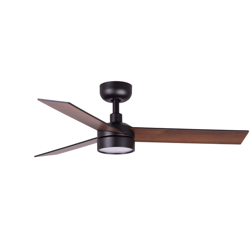 Ventilador de techo con luz Faro Rudder 3 S LED nogal 3 palas motor DC 2700-4000K Ø106cm 342961S