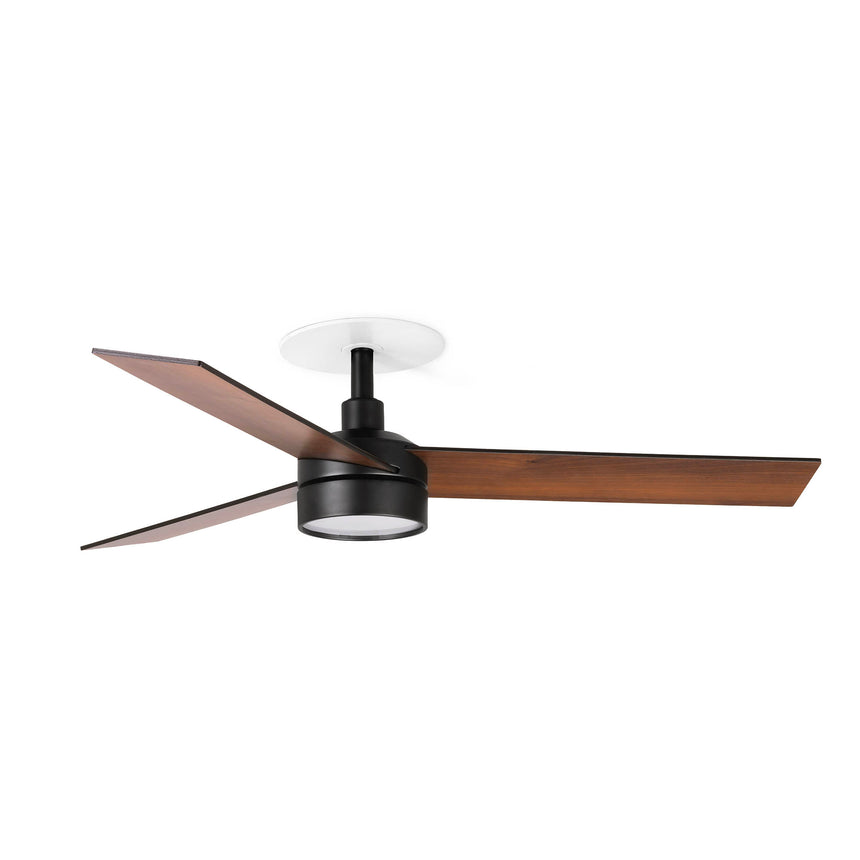 Ventilador de techo con luz Faro Rudder Recessed 3 S LED nogal 3 palas motor DC 2700-4000K Ø106cm 34296R1S