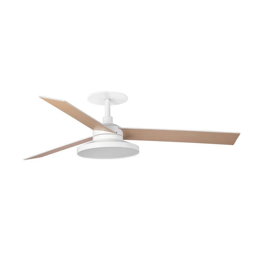 Ventilador de techo con luz Faro Rudder Recessed Tak 3 L LED fresno 3 palas motor DC 3000K Ø132cm 34297R2N