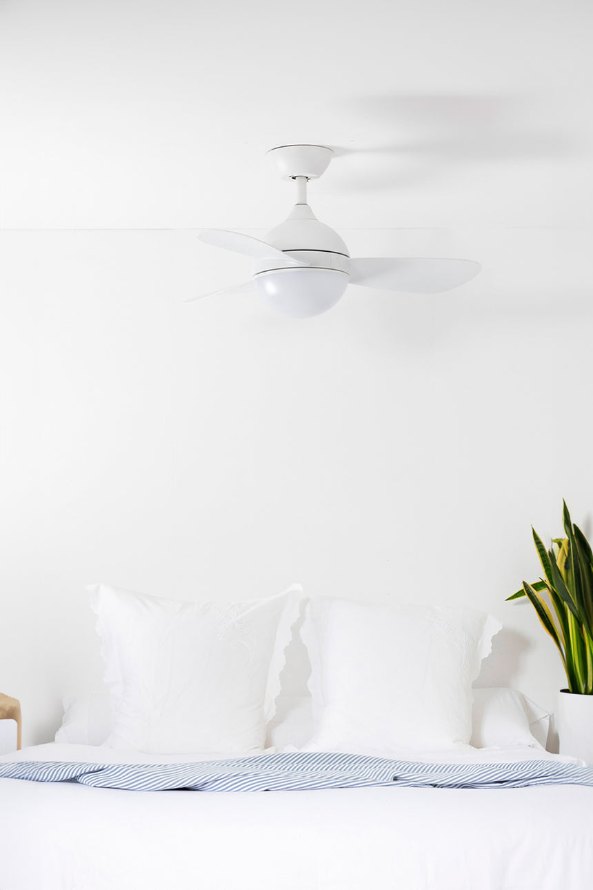Ventilador de techo con luz Faro Hvar S LED blanco mate 3 palas motor DC 3000-6500K Ø97cm 34300WT