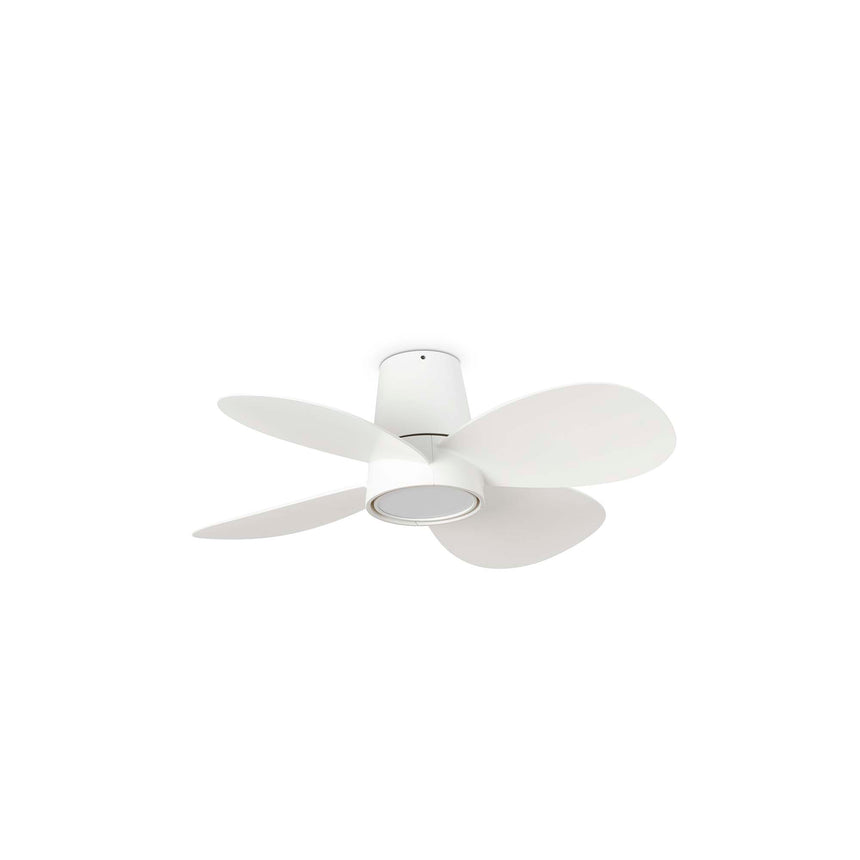 Ventilador de techo con luz Faro Klover LED blanco mate 3 palas motor DC 2700-4000K Ø80cm 34315S