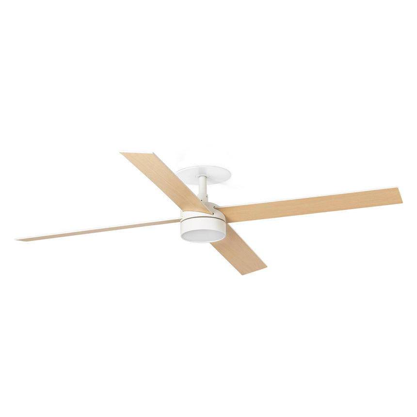 Ventilador de techo con luz Faro Rudder Recessed 4 L LED fresno 4 palas motor DC 2700-4000K Ø132cm 34355R1S