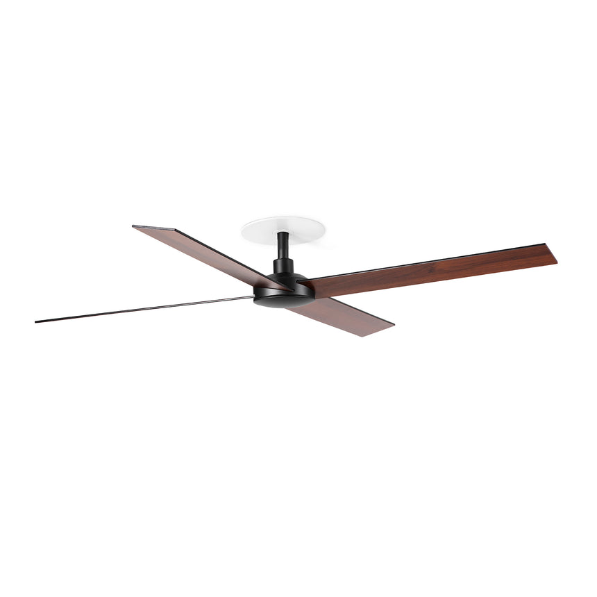 Ventilador de techo Faro Rudder Recessed 4 L nogal 4 palas motor DC Ø132cm 34356R