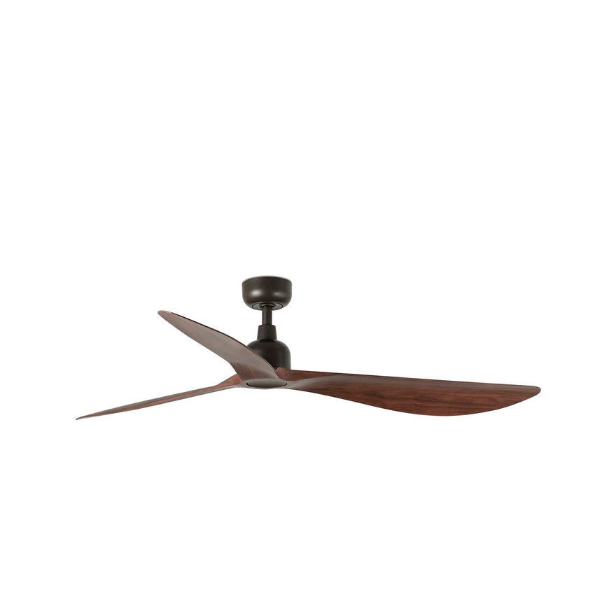 Ventilador de techo sin luz Faro Outwood motor DC palas de madera nogal oscuro IP44 Ø150cm 3 palas 34362