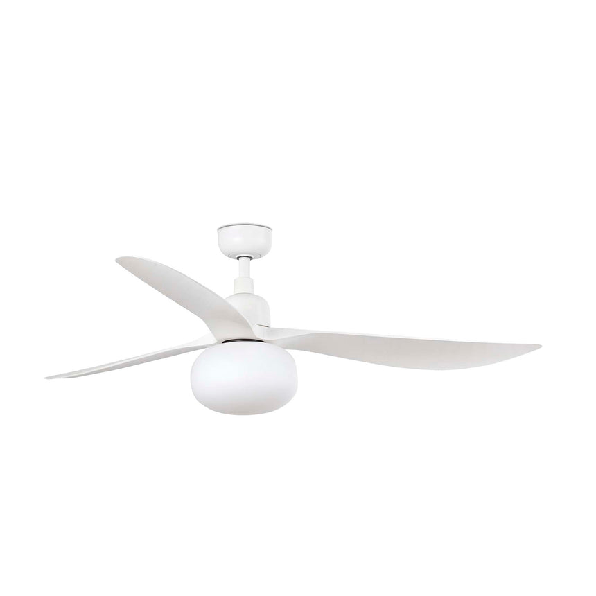 Ventilador de techo con luz Faro Outwood motor DC LED blanco mate IP44 Ø150cm 3 palas 343631B