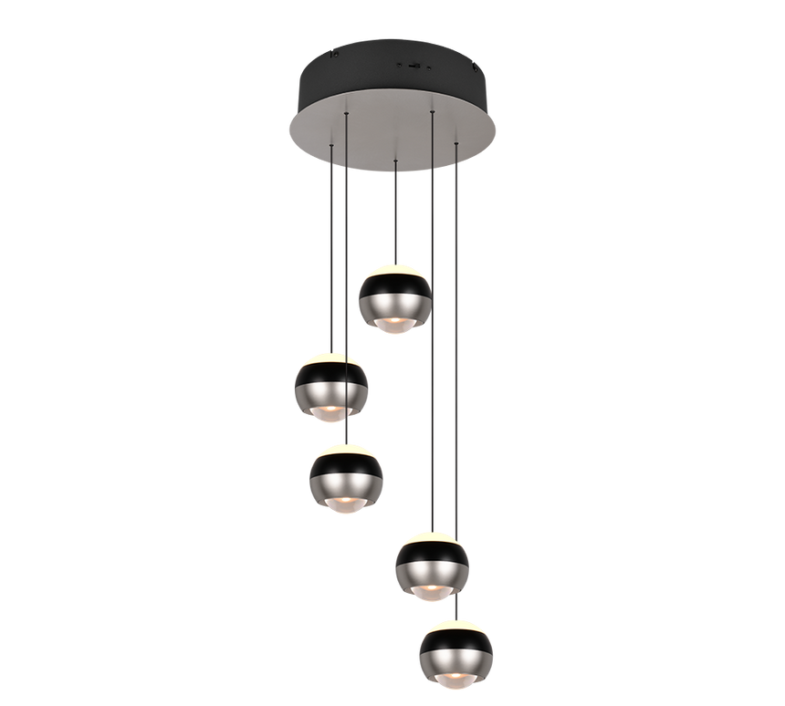 Lámpara colgante Orbit Trio níquel mate 5 luces 344430507