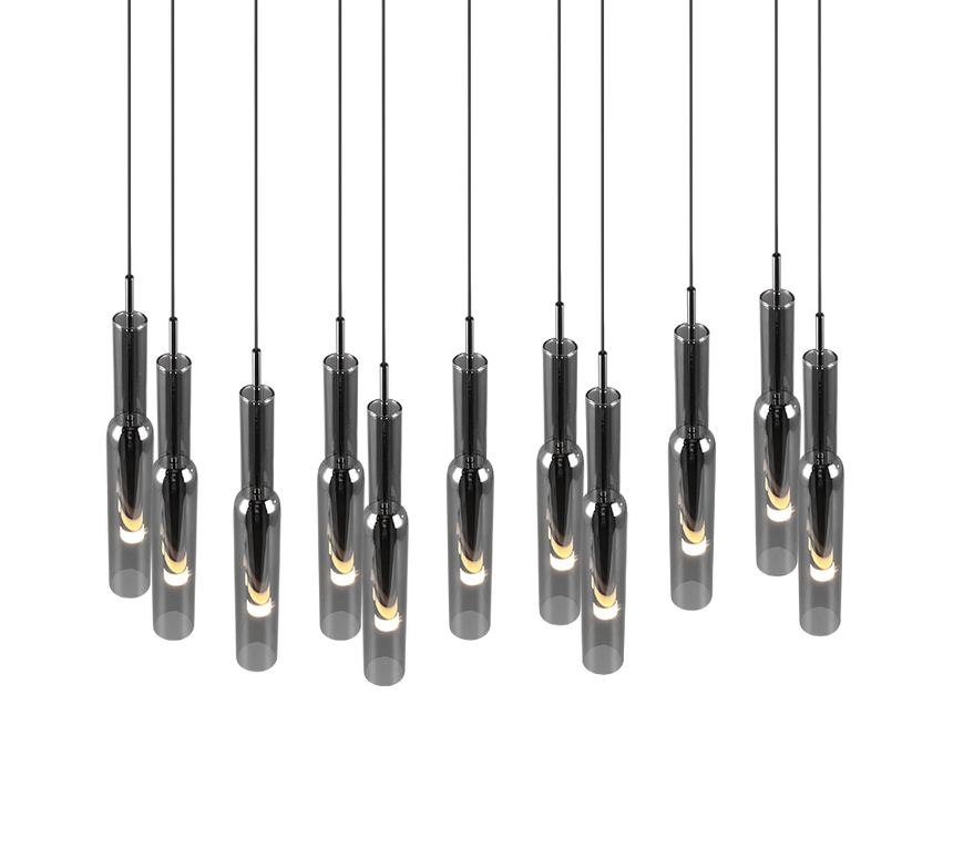 Lámpara de techo colgante Trio Lucent LED cromo 150cm 344511106
