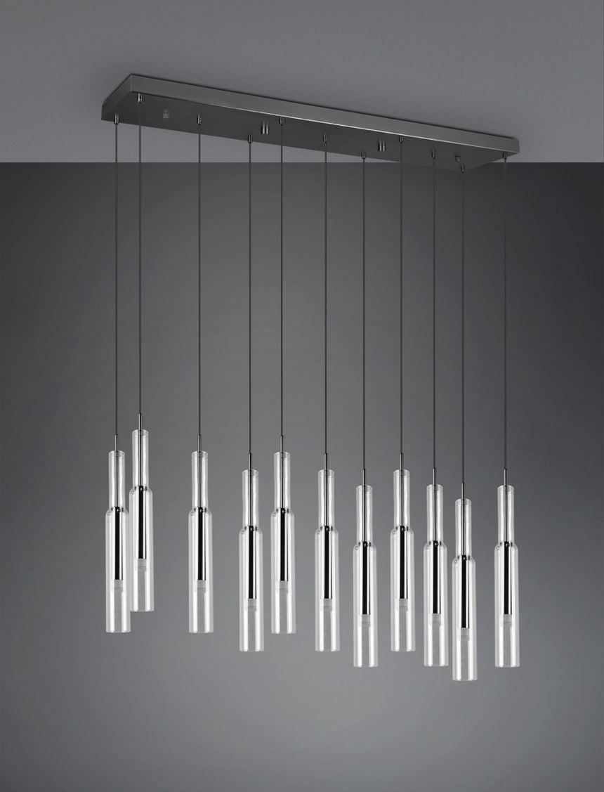 Lucent Lámpara de techo colgante 11 luces cromo y negro 344511120