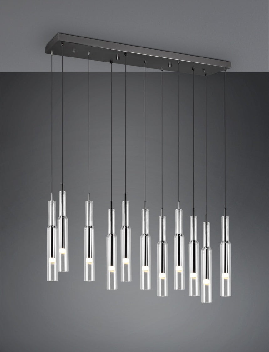 Lucent Lámpara de techo colgante 11 luces cromo y negro 344511120