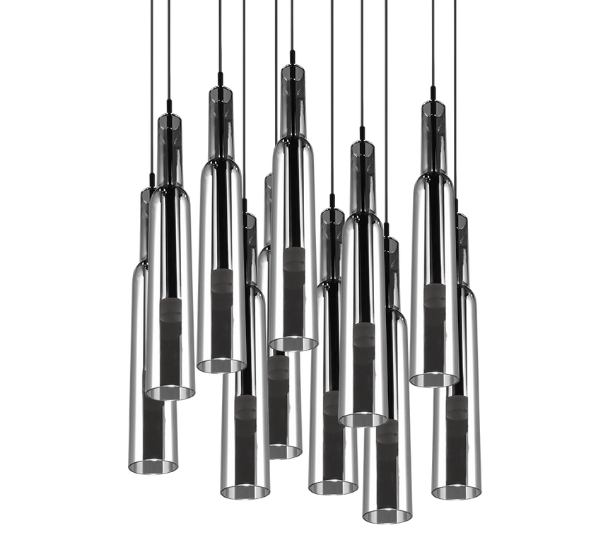 Lámpara de techo colgante Trio Lucent LED cromo 150cm 344531106