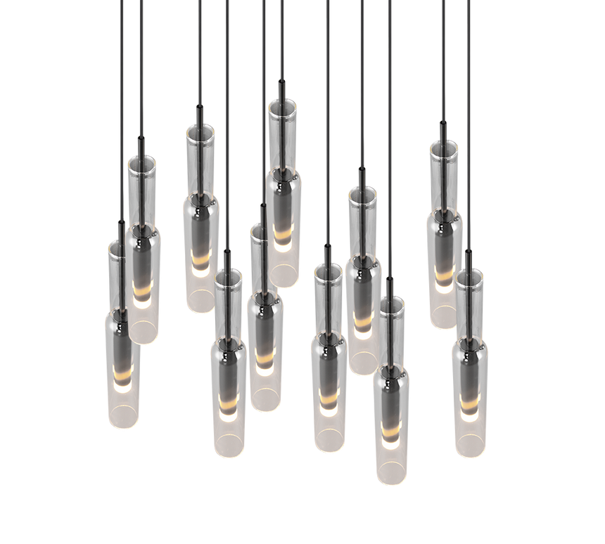 Lámpara de techo colgante Trio Lucent LED black-chrome 150cm 344531120