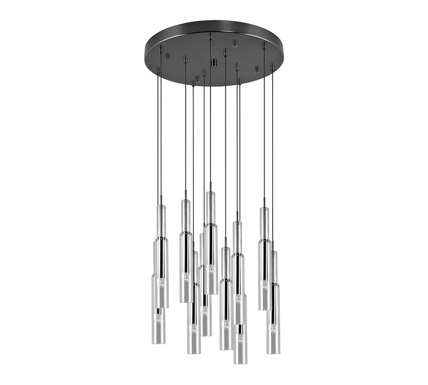 Lámpara de techo colgante Trio Lucent LED black-chrome 150cm 344531120
