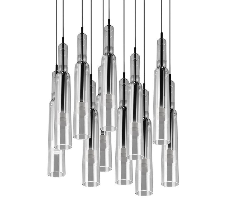 Lámpara de techo colgante Trio Lucent LED black-chrome 150cm 344531120
