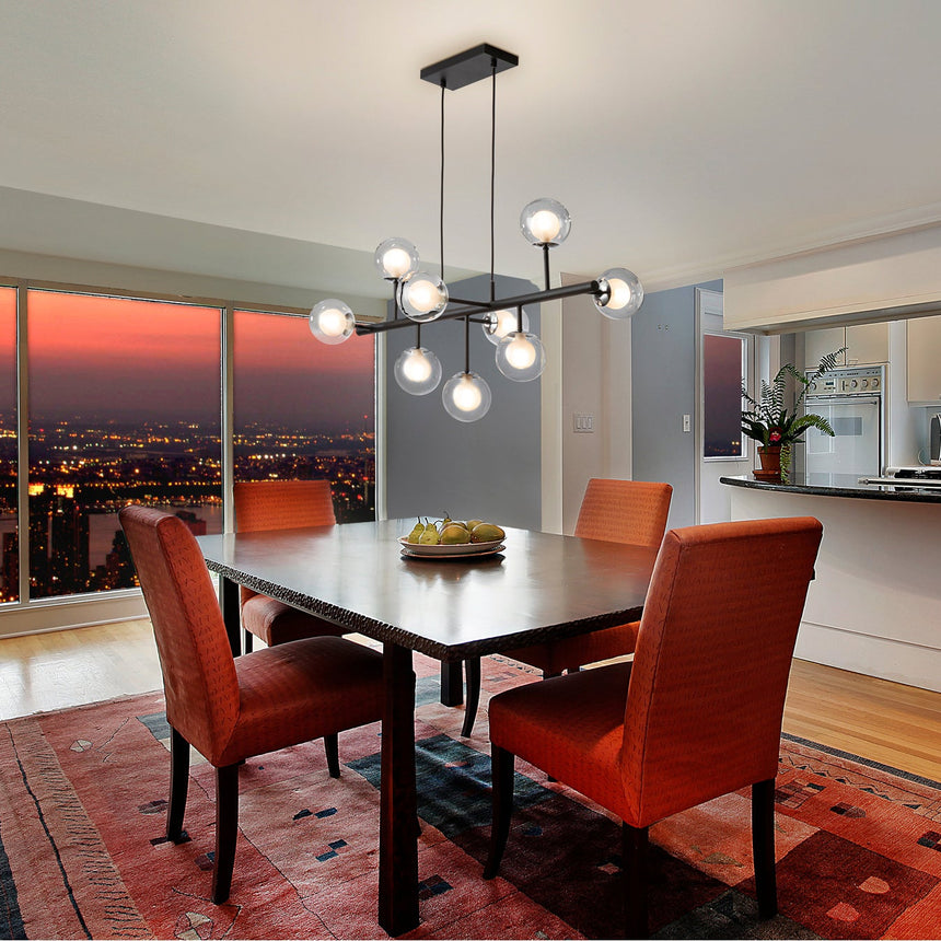 Schuller Altais Lámpara de techo colgante 9 luces negro y cromo 345509