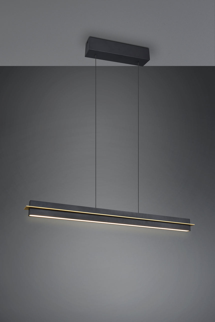 Lámpara de techo colgante Trio Emerson LED negro mate táctil CCT 150cm 346710180