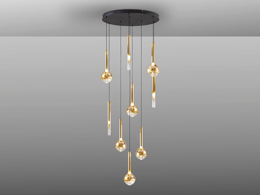Lámpara de techo colgante Schuller Essenza 9 luces negro y dorado 3000K con mando Ø65cm 347181 - imagen 5