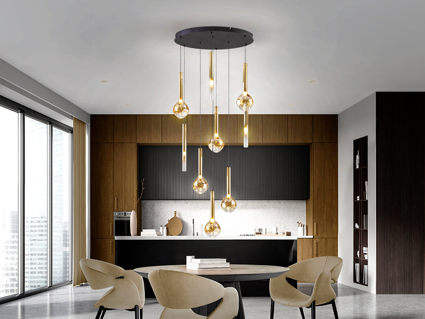 Lámpara de techo colgante Schuller Essenza 9 luces negro y dorado 3000K con mando Ø65cm 347181 - vista alternativa