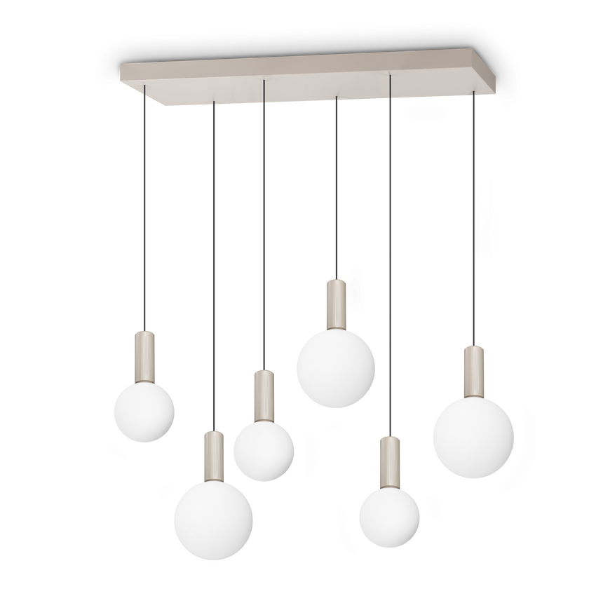 Lámpara colgante Ideal Lux Odeon blanco cristal LED 6 luces 39W Ø88cm 349220