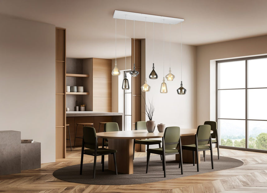 Lámpara de techo colgante Trio Aldea LED blanco mate 2700K 200cm 349400817