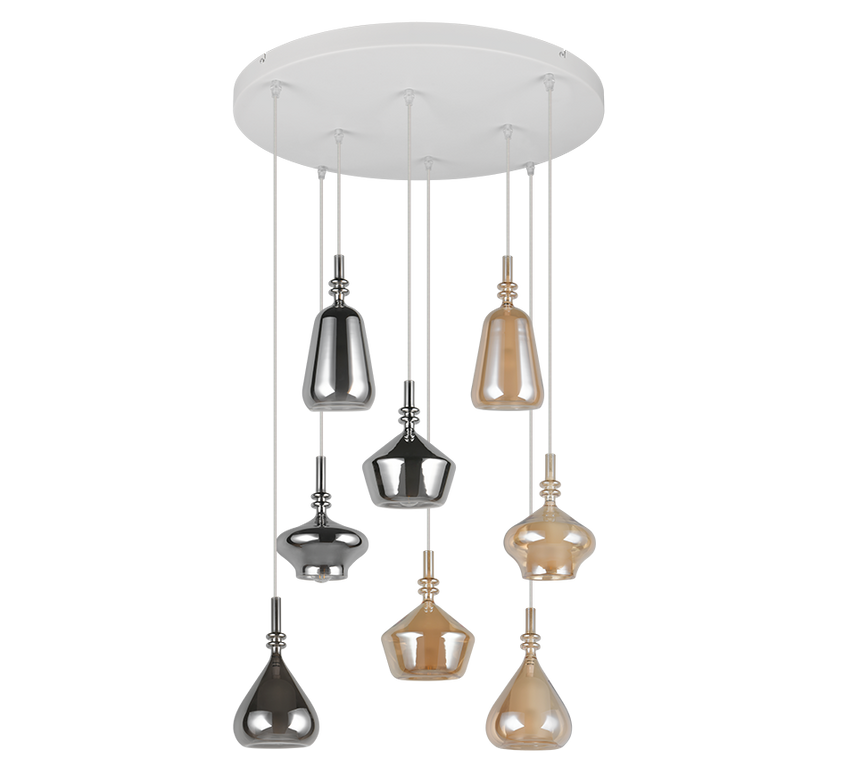 Lámpara de techo colgante Trio Aldea grande LED blanco mate 2700K 3m 349430817