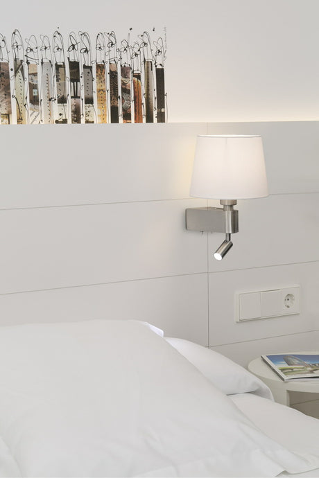 Faro Room 29976 Aplique 2L LED niquel mate y pantalla blanco