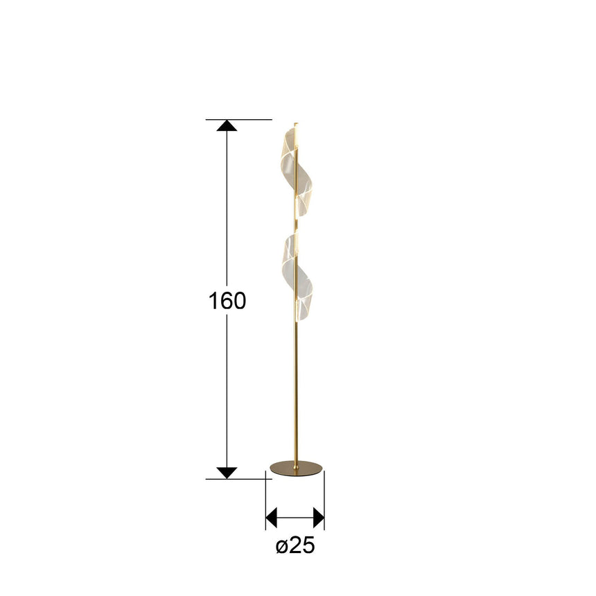 Lámpara de pie de salón Schuller Velas LED oro mate 3000K 160cm dimensiones