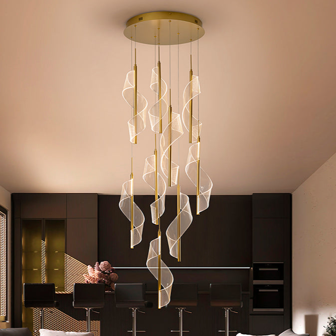 Schuller Velas Lámpara de techo colgante grande 9 luces oro dimable 351492