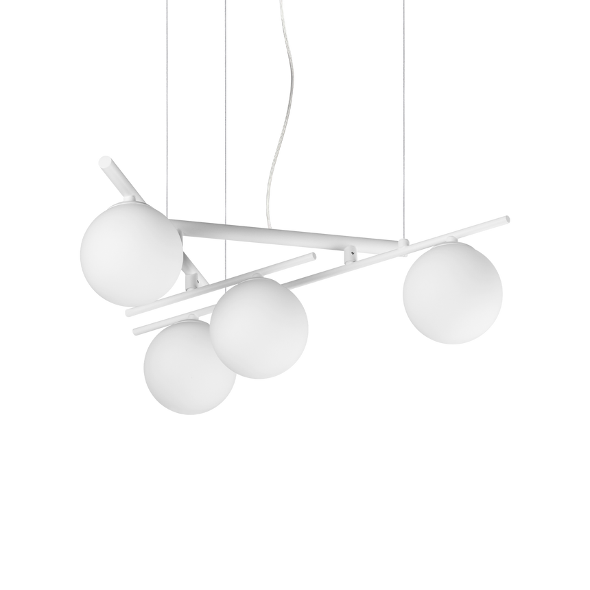 Lámpara colgante Ideal Lux Atlas blanco cristal 4 luces 16W Ø62cm 352046