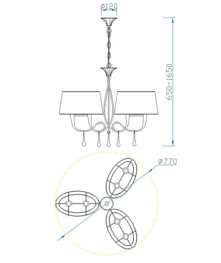Mantra Paola Dorada Gold Pendant Ceiling Lamp 3540