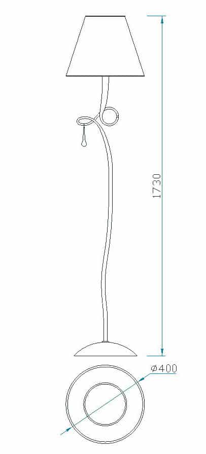 Mantra Paola Dorada Gold Court Floor Lamp 3543