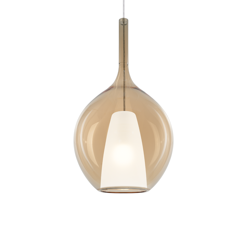 Lámpara colgante Ideal Lux Kalique-2 Ø28cm E27 ámbar — ref. 359632 (1)