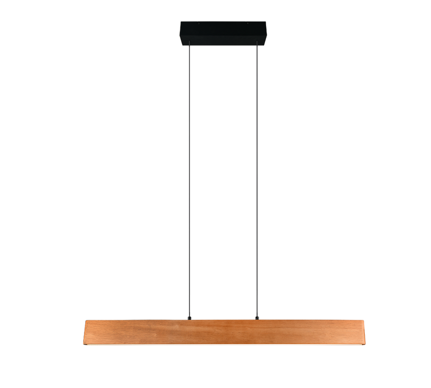 Lámpara de techo colgante Trio Edgewood LED madera táctil CCT 180cm 359710130