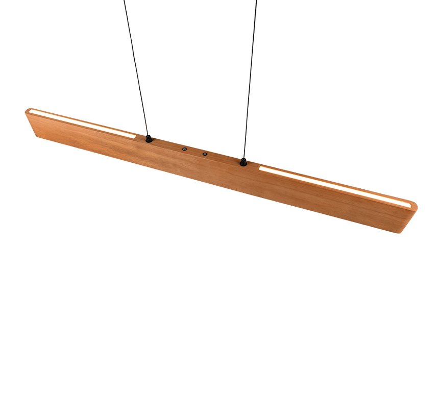 Lámpara de techo colgante Trio Edgewood LED madera táctil CCT 180cm 359710130
