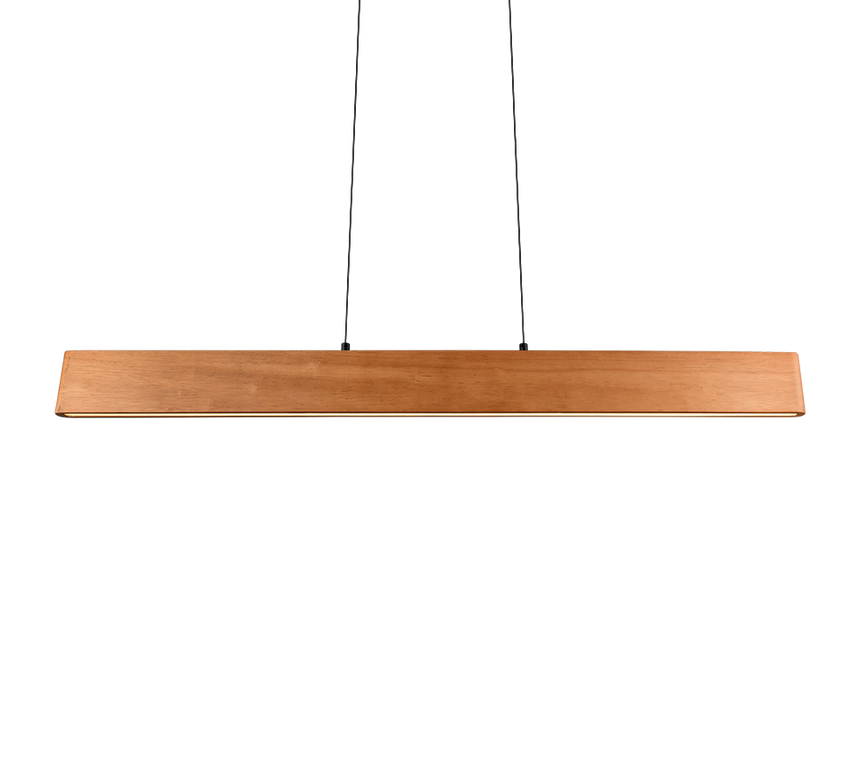 Lámpara de techo colgante Trio Edgewood LED madera táctil CCT 180cm 359710130