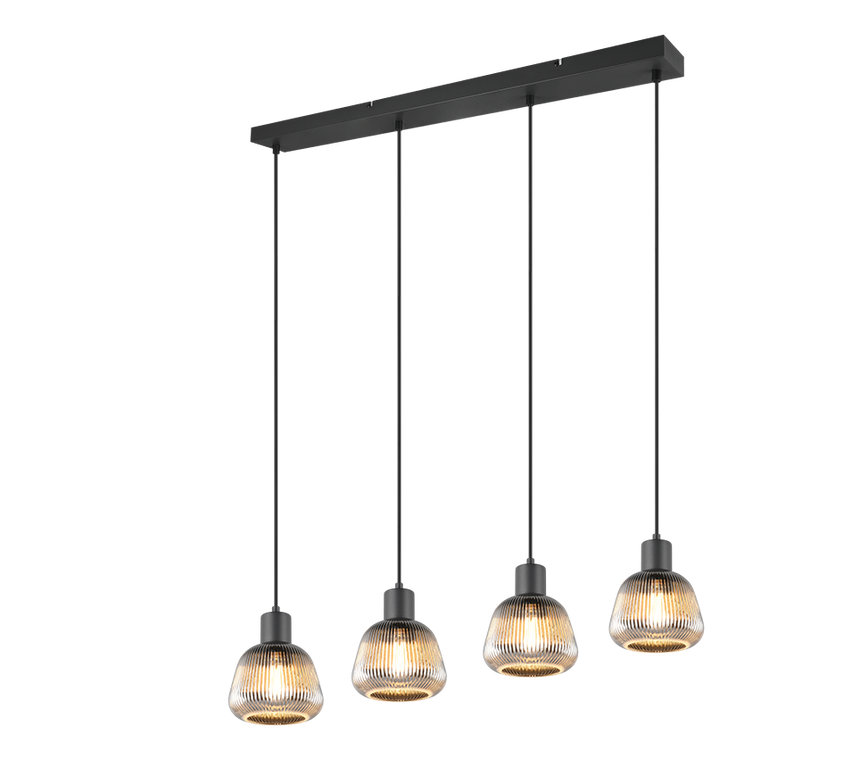 Lámpara colgante Tarifa Trio negro 4 luces 362800432