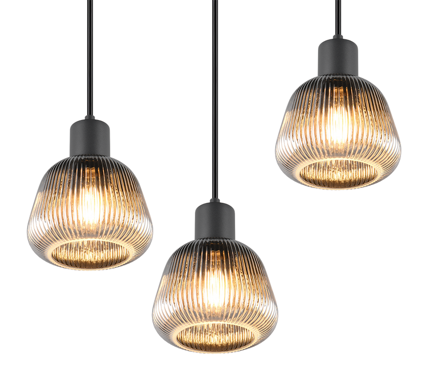 Lámpara de techo colgante Trio Tarifa 3 luces negro mate 150cm 362830332 - vista 3