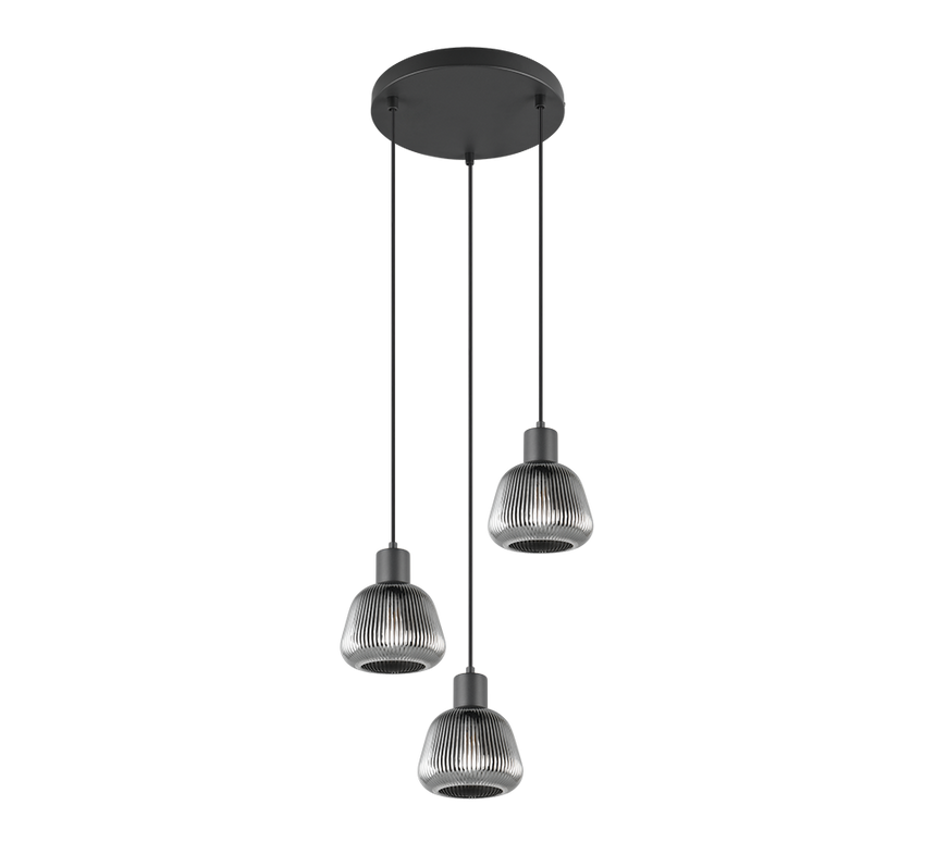 Lámpara de techo colgante Trio Tarifa 3 luces negro mate 150cm 362830332 - vista 4