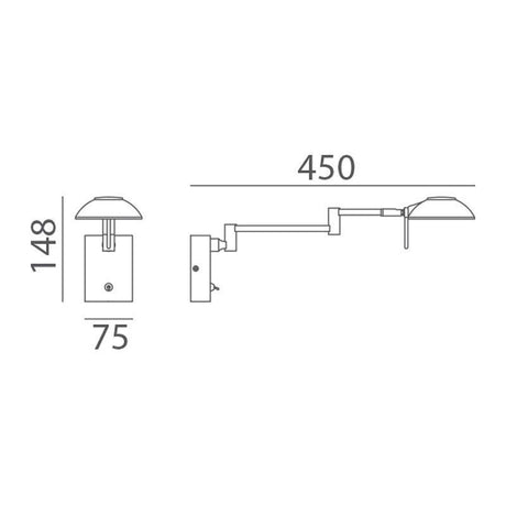 MDC DYLE 574773502 Aplique DYLE LED 5W doble brazo Cromo Mate