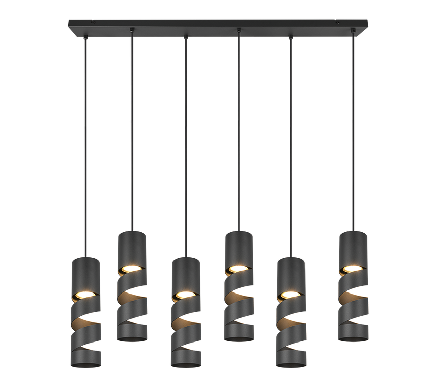 Lámpara de techo colgante Trio Stream LED negro mate 3000K 150cm 364000632