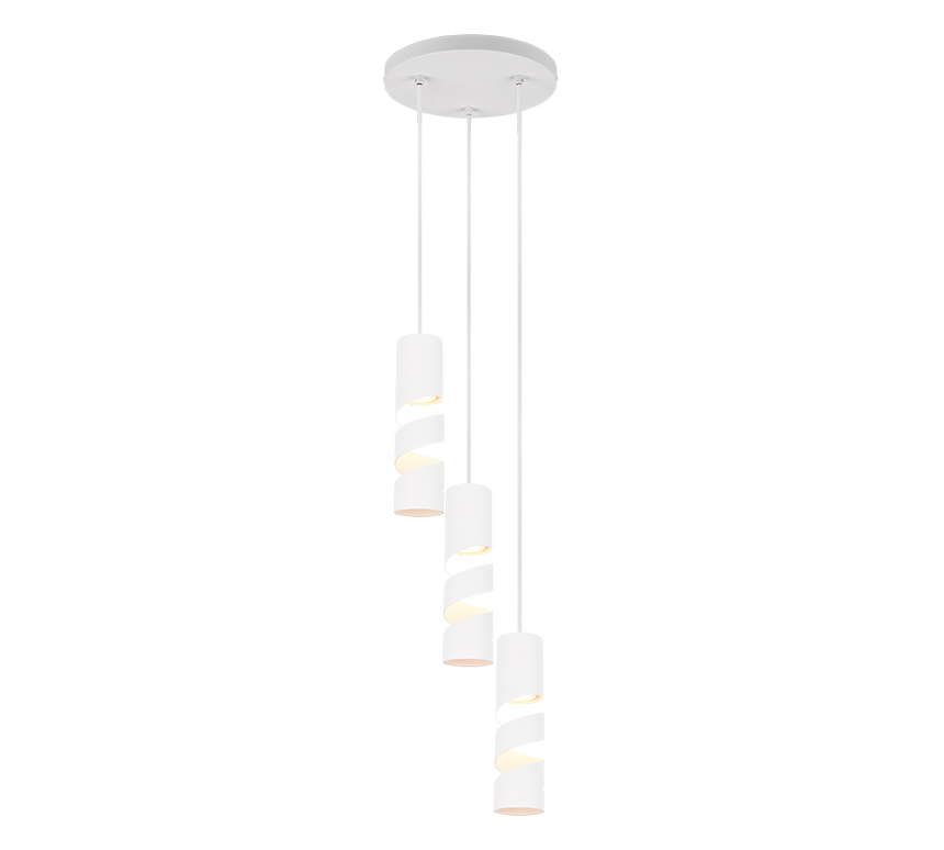 Lámpara de techo colgante Trio Stream 3 luces blanco mate 150cm 364030331