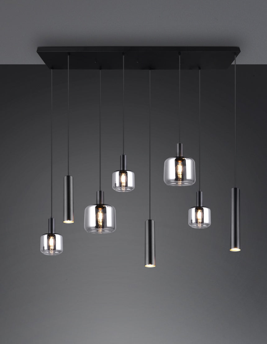 Trio MATARO Lámpara de techo colgante 8 luces negro 364100832
