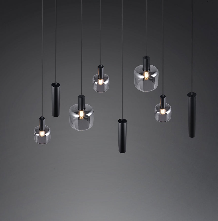 Trio MATARO Lámpara de techo colgante 8 luces negro 364100832