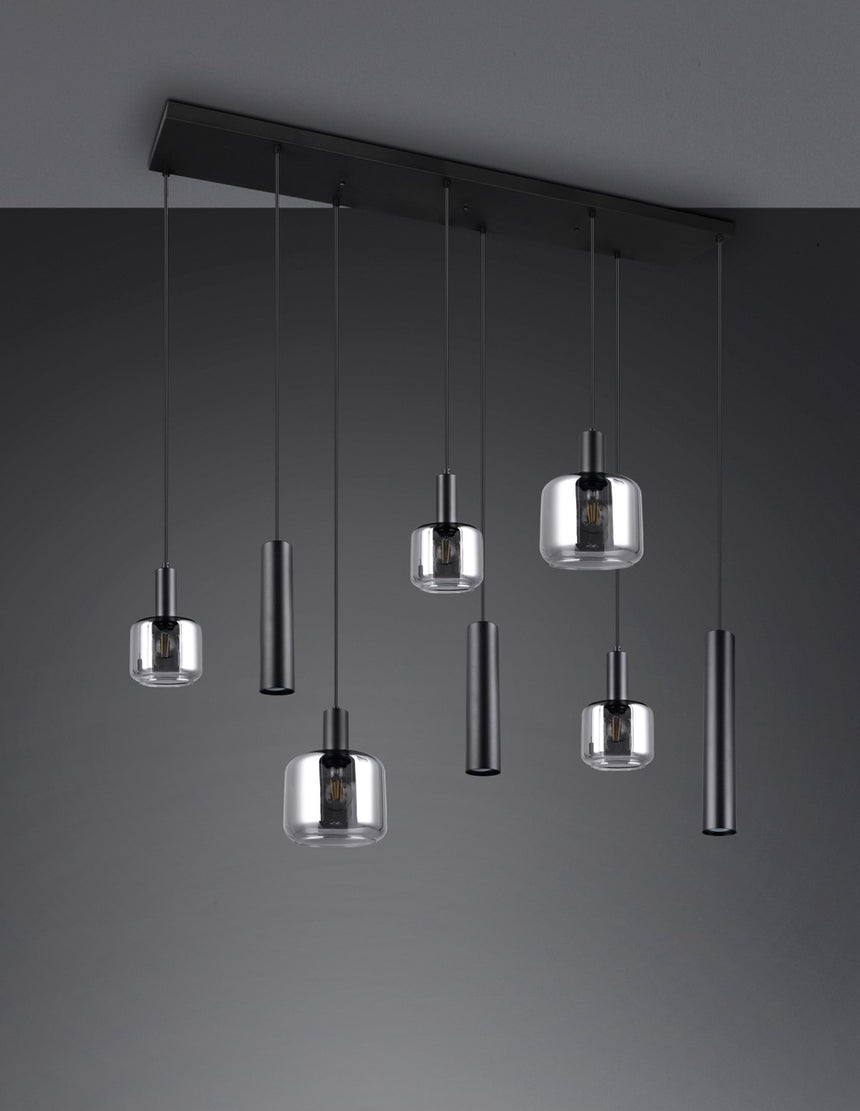 Trio MATARO Lámpara de techo colgante 8 luces negro 364100832