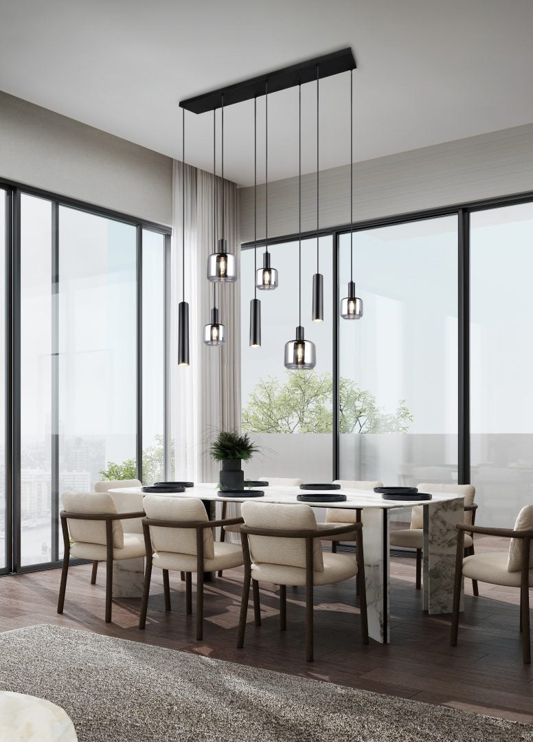 Trio MATARO Lámpara de techo colgante 8 luces negro 364100832