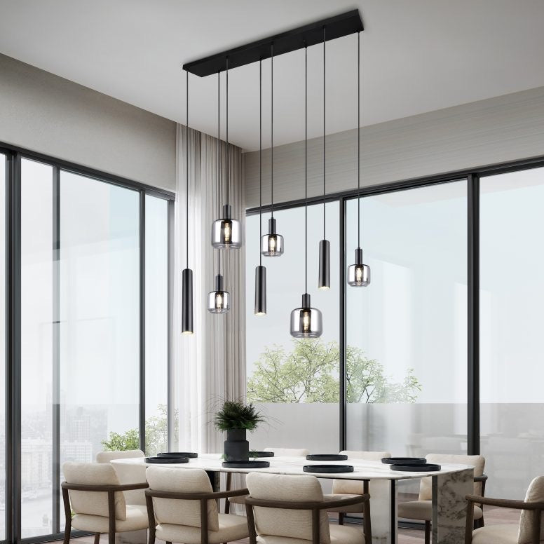 Trio MATARO Lámpara de techo colgante 8 luces negro 364100832