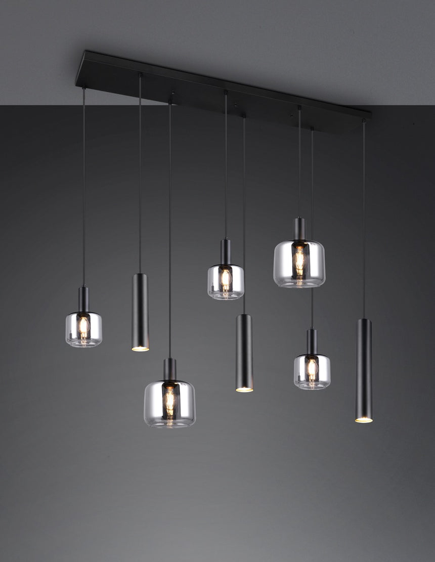 Trio MATARO Lámpara de techo colgante 8 luces negro 364100832