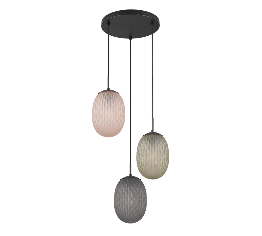 Lámpara de techo colgante Trio Facette LED negro mate 2700K 150cm 364230317